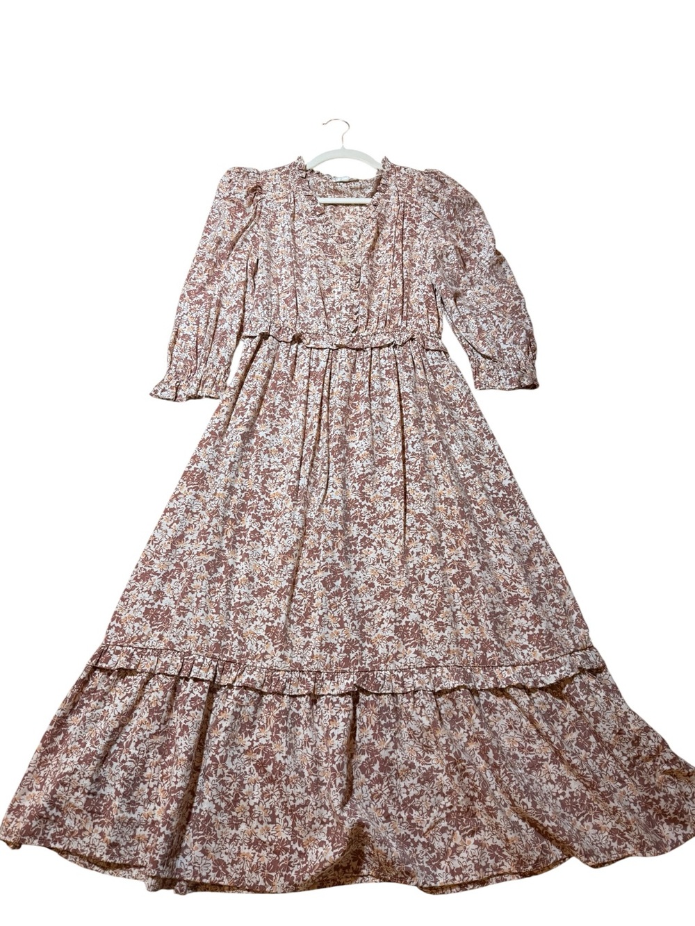 Blu Pepper Floral Maxi Dress in Dusty Rose and Cream